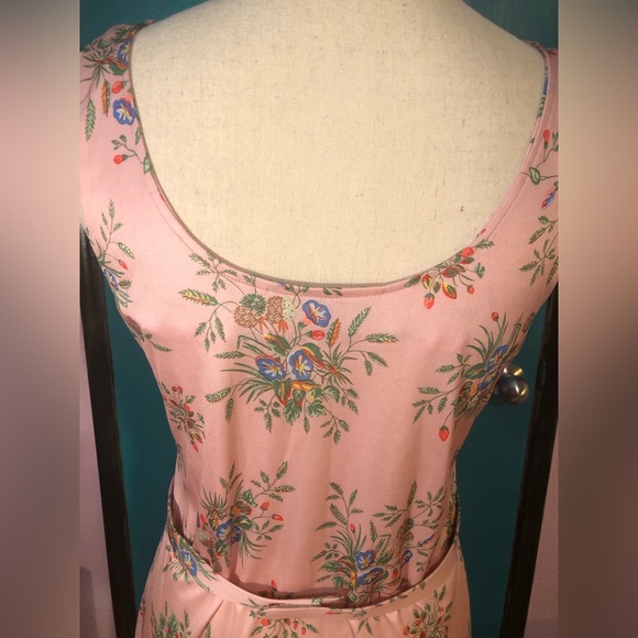 Vintage Baby Pink Floral Sleeveless Belted DressSize S/M - Picture 16 of 16